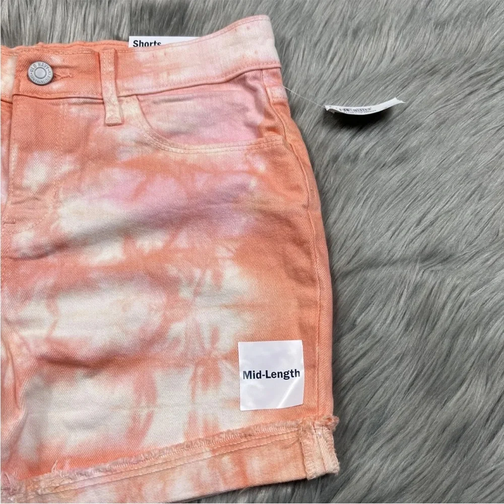 Old Navy Girls Orange Tie Dye Cuffed Shorts Size 14 Mid Length
